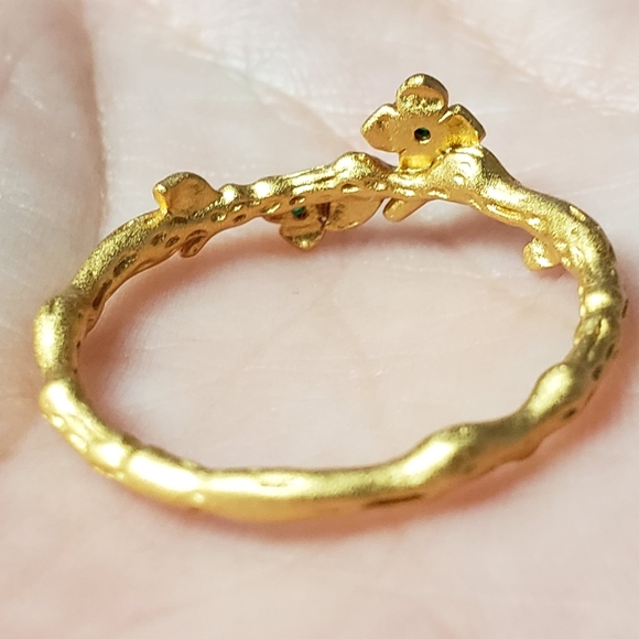 925 Sterling Silver Plant Leaf Flowers Branch 18k - Picture 8 of 8